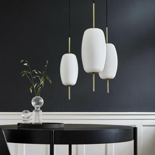 Suspension ovale moderne en verre blanc pour salle à manger - 6"/8"/8,5" de large, plafonnier suspendu avec 1 lumière