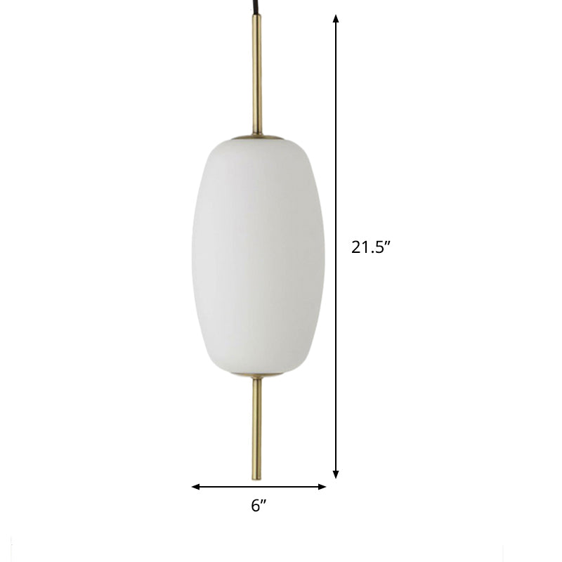 Suspension ovale moderne en verre blanc pour salle à manger - 6"/8"/8,5" de large, plafonnier suspendu avec 1 lumière