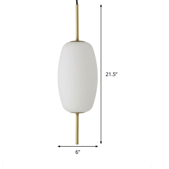 Suspension ovale moderne en verre blanc pour salle à manger - 6"/8"/8,5" de large, plafonnier suspendu avec 1 lumière
