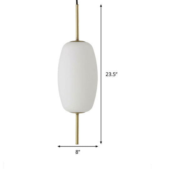 Suspension ovale moderne en verre blanc pour salle à manger - 6"/8"/8,5" de large, plafonnier suspendu avec 1 lumière