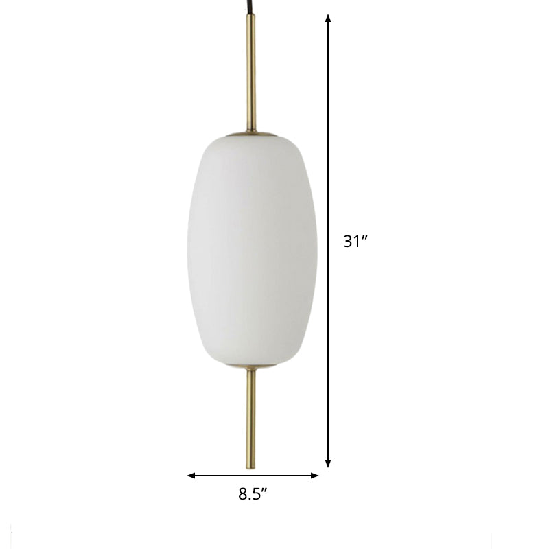 Suspension ovale moderne en verre blanc pour salle à manger - 6"/8"/8,5" de large, plafonnier suspendu avec 1 lumière