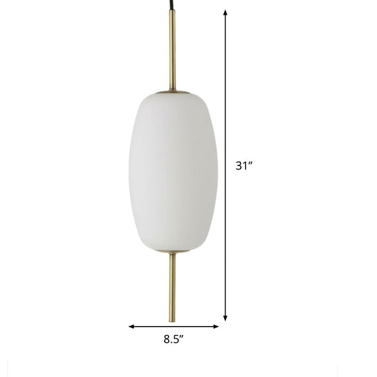 Modern White Glass Oval Pendant Light - 1 Ceiling Fixture For Dining Room 6/8/8.5 Wide