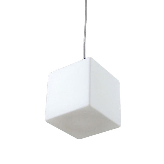 Minimalist White Glass Hanging Ceiling Light - 1-Light Pendant Fixture 5-8 Wide