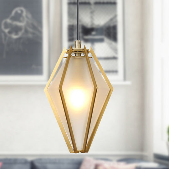 Modern Green/White Glass Diamond Pendant Light - 5/6.5/10 Width 1-Light Office Hanging Ceiling