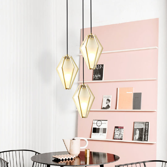 Modern Green/White Glass Diamond Pendant Light - 5/6.5/10 Width 1-Light Office Hanging Ceiling