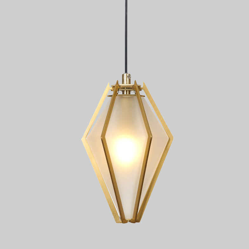 Modern Green/White Glass Diamond Pendant Light - 5/6.5/10 Width 1-Light Office Hanging Ceiling