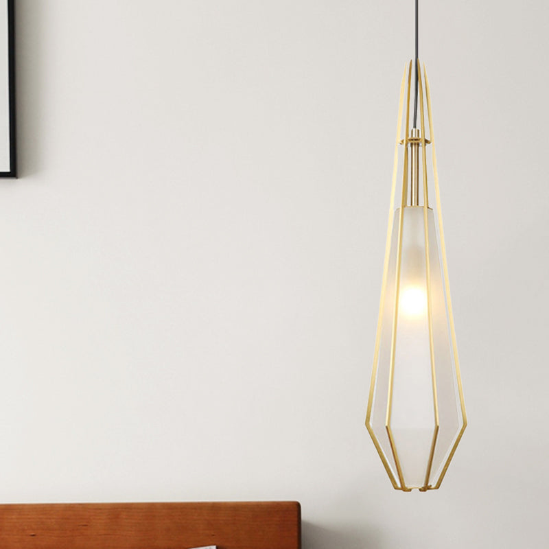 Modern Green/White Glass Diamond Pendant Light - 5/6.5/10 Width 1-Light Office Hanging Ceiling