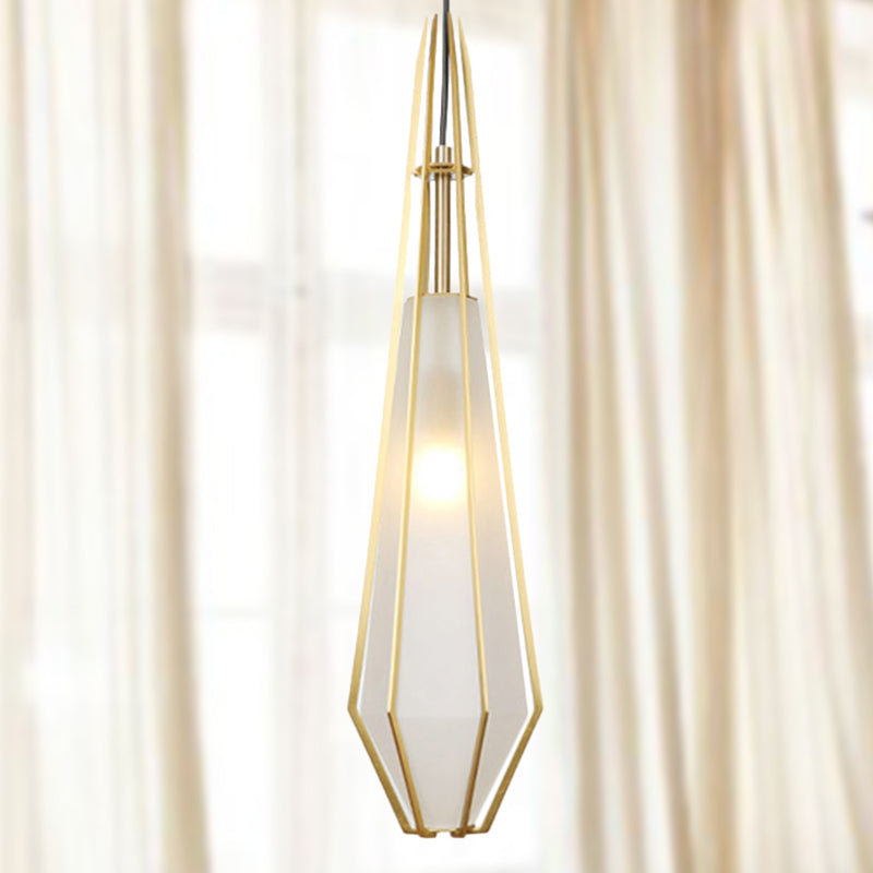 Modern Diamond Office Pendant Light, Green/White Glass, 5"/6.5"/10" Wide, 1-Light, Hanging Ceiling Fixture