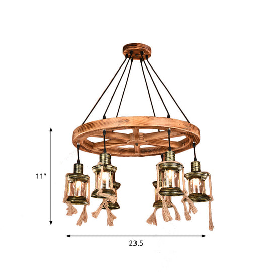 Coastal Bronze 6-Light Metal Hanging Chandelier: Kerosene Pendant Light for Living Room