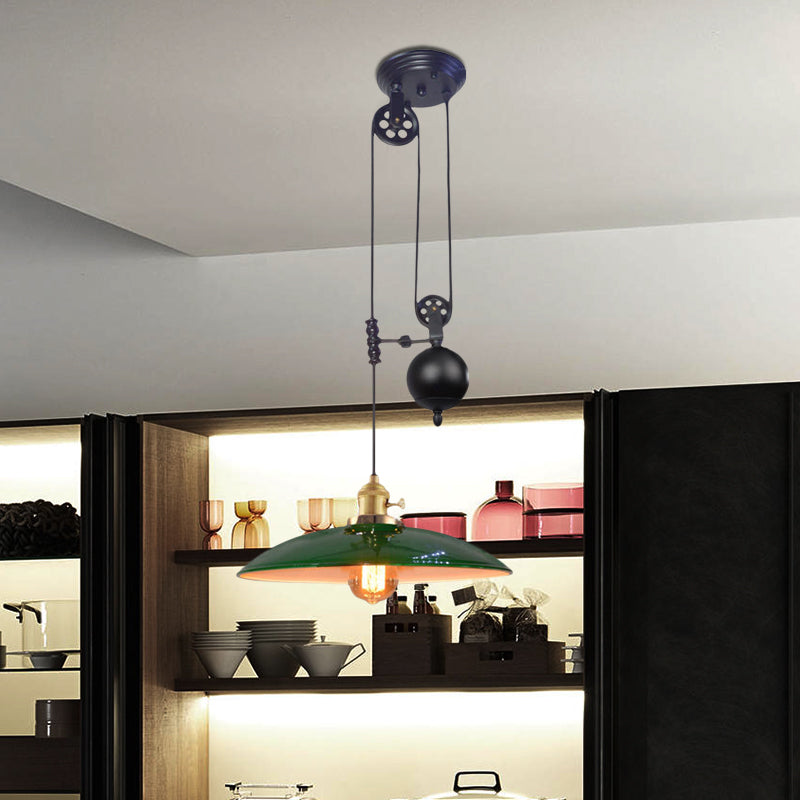 Plafonnier industriel en métal - Noir/Blanc/Rouge