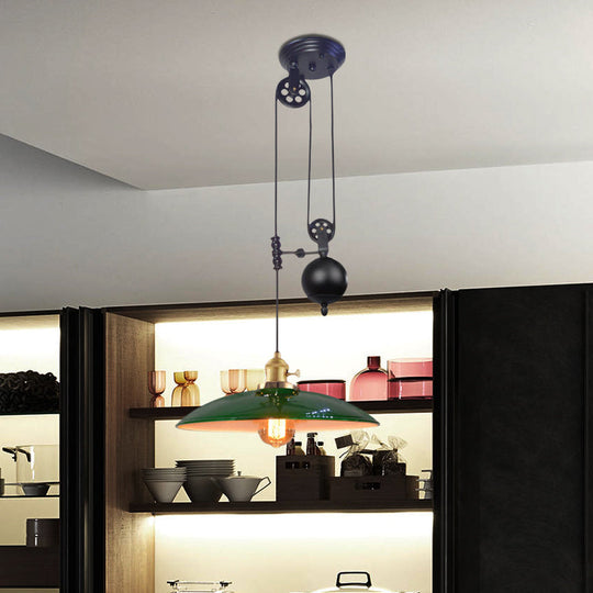 Plafonnier industriel en métal - Noir/Blanc/Rouge