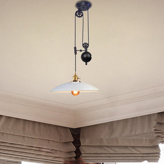 Plafonnier industriel en métal - Noir/Blanc/Rouge