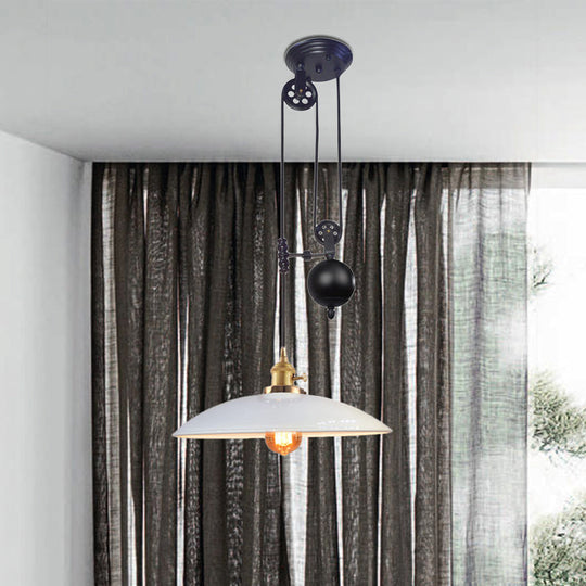 Plafonnier industriel en métal - Noir/Blanc/Rouge