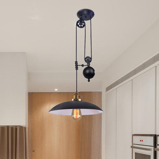 Plafonnier industriel en métal - Noir/Blanc/Rouge