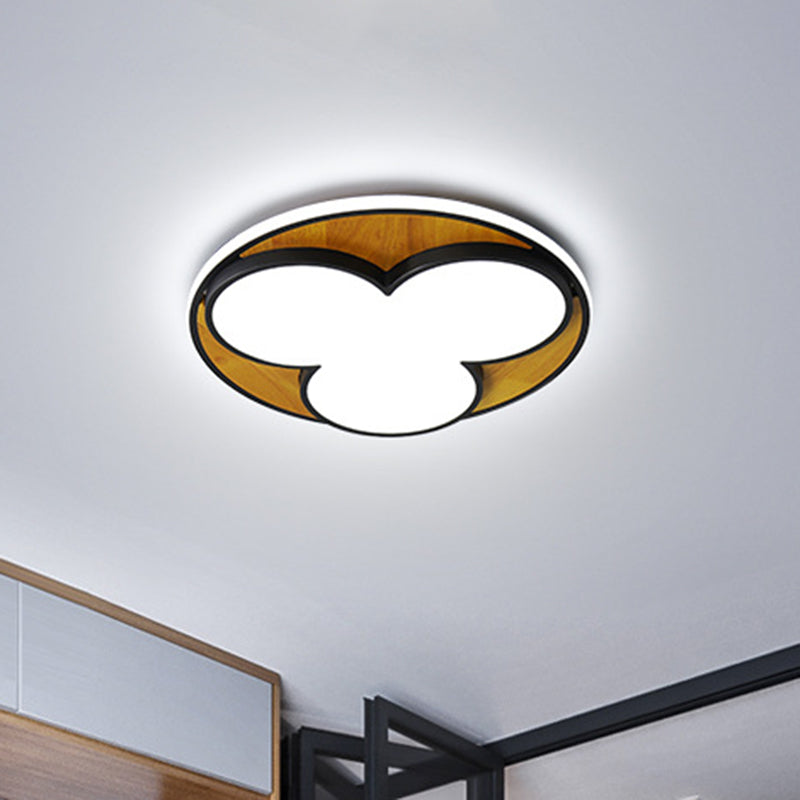 Nordic LED Flush Ceiling Light: Black/White Flower Design, 16.5"/20.5" Wide, White/Warm Light