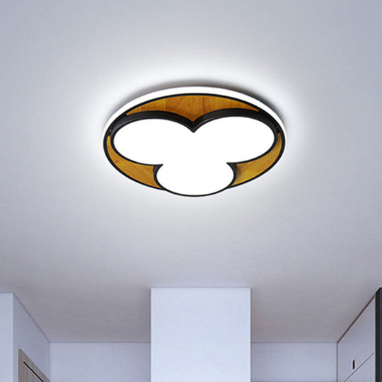 Nordic Led Flush Ceiling Light: Black/White Flower Design 16.5/20.5 Wide White/Warm Light