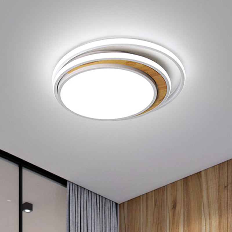 Modern LED Metal Flush Ceiling Light in Black/White, 16.5"/20.5" Wide, White/Warm Light