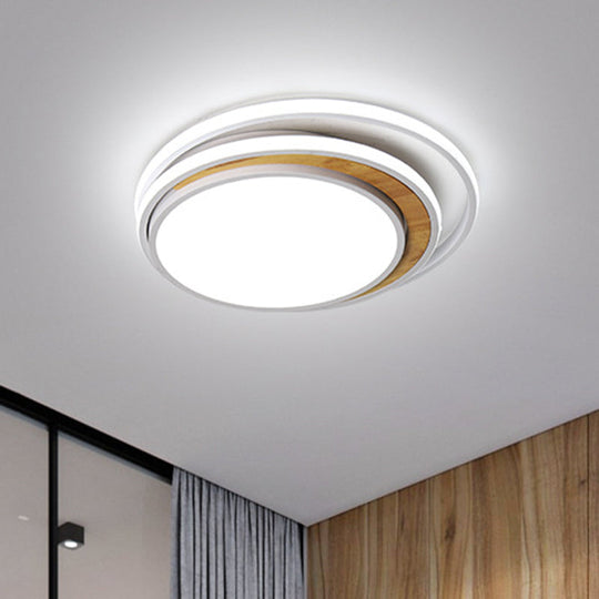 Modern LED Metal Flush Ceiling Light in Black/White, 16.5"/20.5" Wide, White/Warm Light