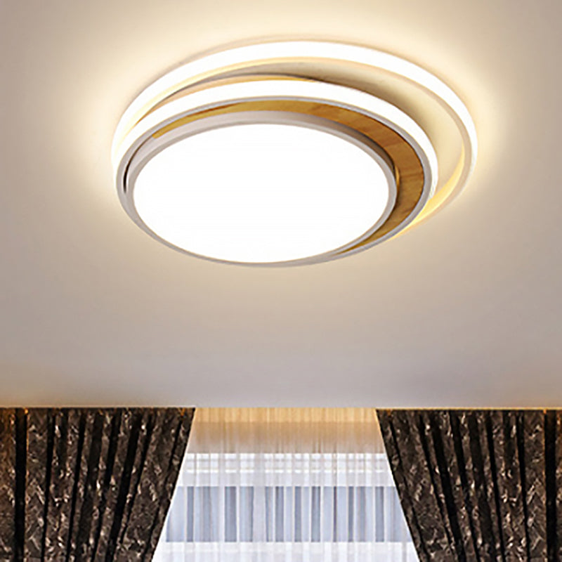 Modern LED Metal Flush Ceiling Light in Black/White, 16.5"/20.5" Wide, White/Warm Light