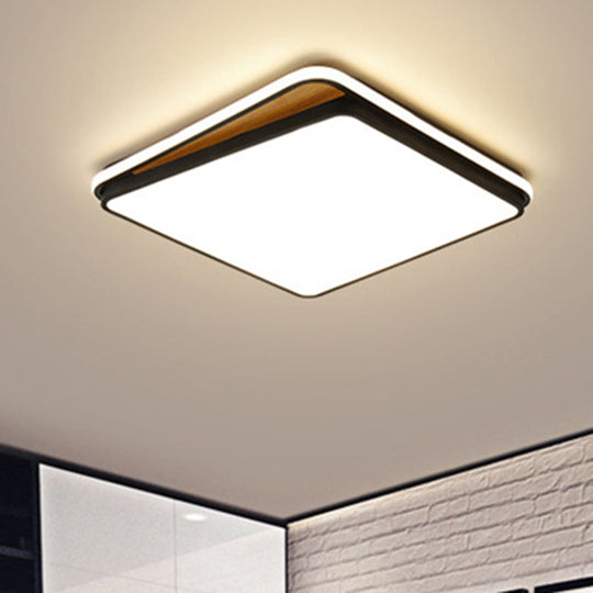 Modern LED Flush Mount Lighting Fixture - Brick Metal Design in White/Black, Available in White or Warm Light, 16.5"/20.5" Wide