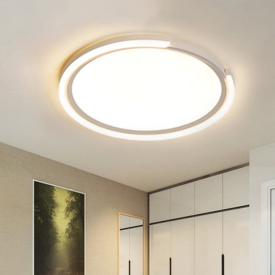 Modern LED Round Acrylic Flush Mount Lighting - 15"/18"/23" Wide - White/Black/Gold - Warm Light
