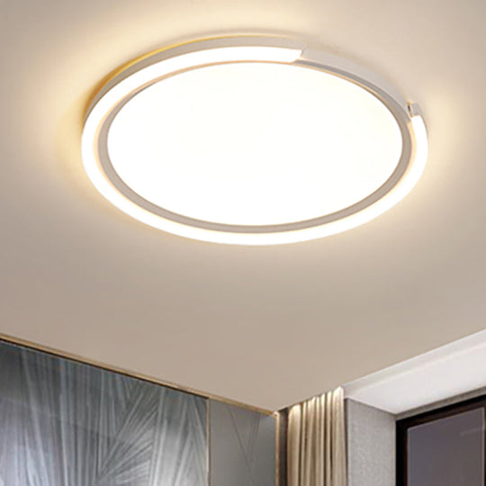 Modern LED Round Acrylic Flush Mount Lighting - 15"/18"/23" Wide - White/Black/Gold - Warm Light