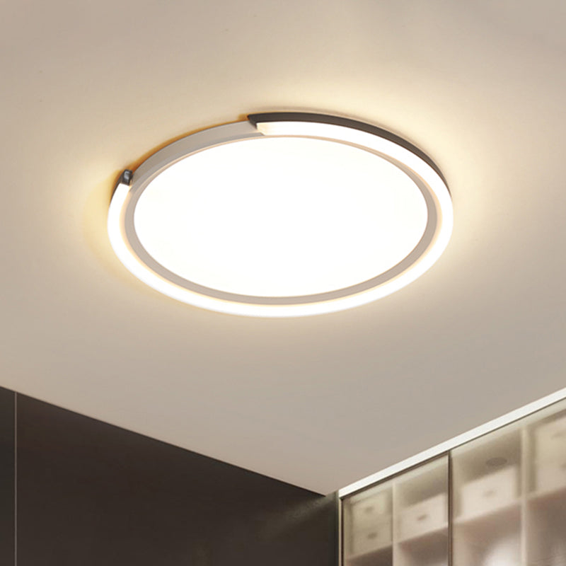Modern LED Round Acrylic Flush Mount Lighting - 15"/18"/23" Wide - White/Black/Gold - Warm Light