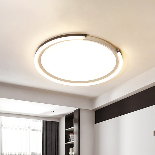 Modern LED Round Acrylic Flush Mount Lighting - 15"/18"/23" Wide - White/Black/Gold - Warm Light