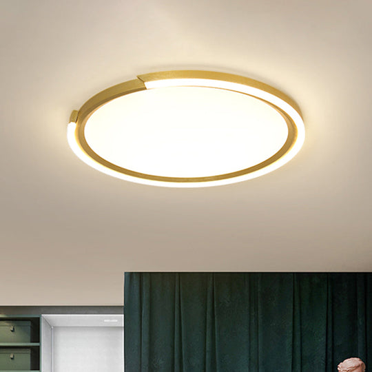 Modern LED Round Acrylic Flush Mount Lighting - 15"/18"/23" Wide - White/Black/Gold - Warm Light