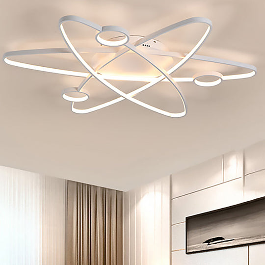 Modern Oval Flush Ceiling Lamp with LED Acrylic White/Coffee Finish in Warm Light - 23.5"/31.5"/39" Wide