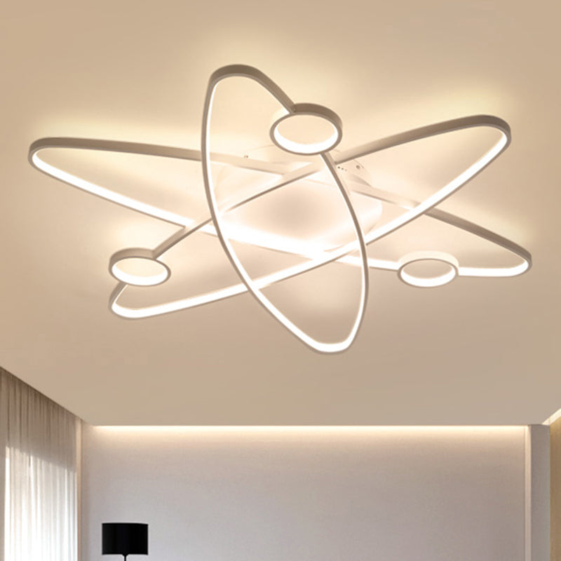 Modern Oval Flush Ceiling Lamp with LED Acrylic White/Coffee Finish in Warm Light - 23.5"/31.5"/39" Wide