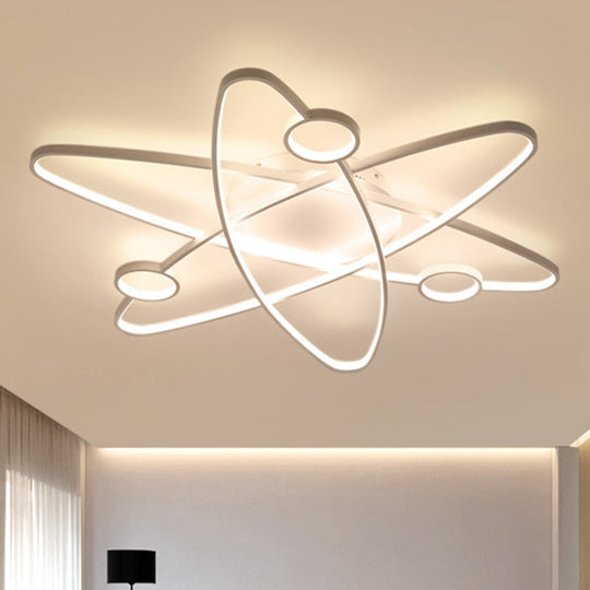 Modern Oval Flush Ceiling Lamp with LED Acrylic White/Coffee Finish in Warm Light - 23.5"/31.5"/39" Wide