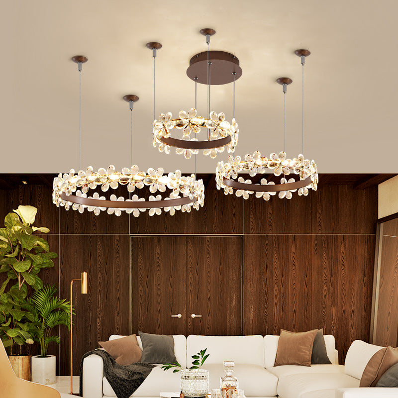 Contemporary Crystal Chandelier Light - Garland Shape 2/3 Lights Led Pendant Lamp In White/Warm 3 /