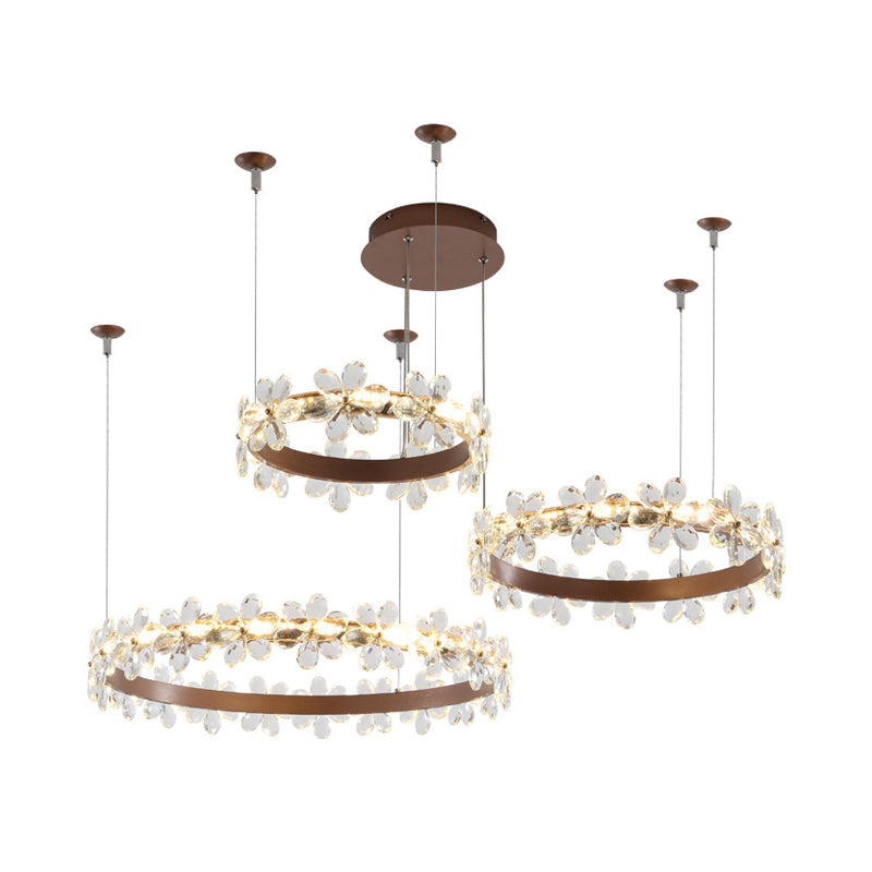 Contemporary Crystal Chandelier Light - Garland Shape 2/3 Lights Led Pendant Lamp In White/Warm