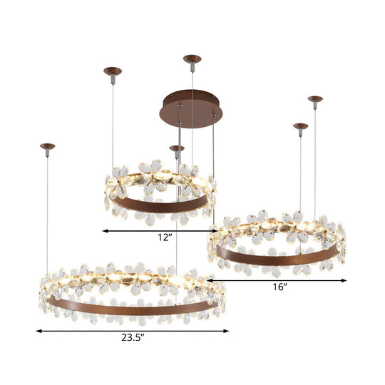 Contemporary Crystal Chandelier Light - Garland Shape 2/3 Lights Led Pendant Lamp In White/Warm
