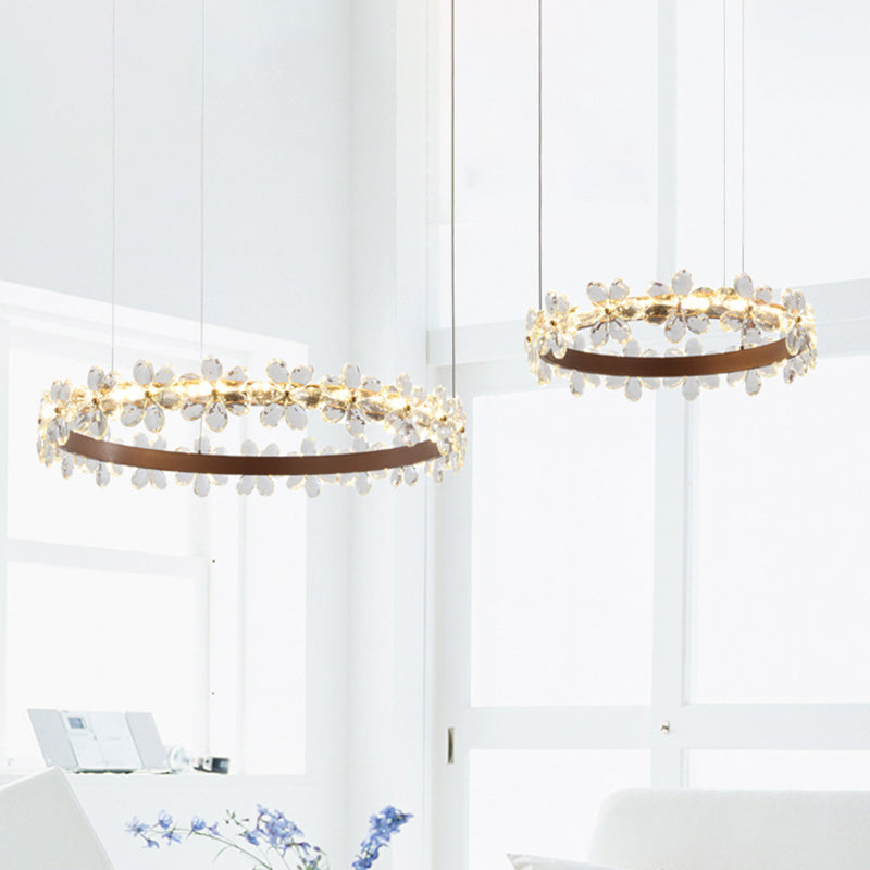 Contemporary Crystal Chandelier Light - Garland Shape 2/3 Lights Led Pendant Lamp In White/Warm
