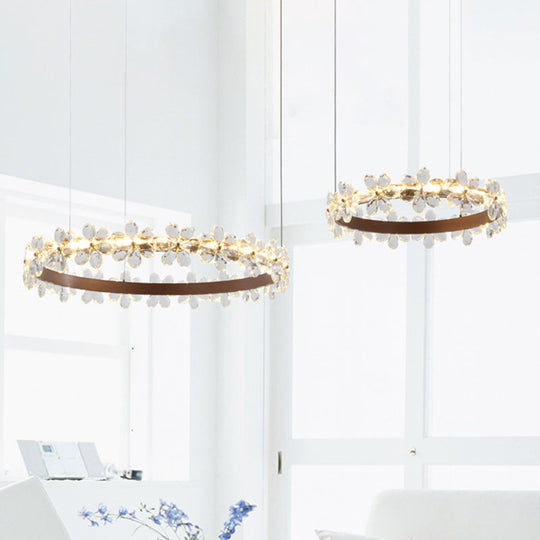 Contemporary Crystal Chandelier Light - Garland Shape 2/3 Lights Led Pendant Lamp In White/Warm