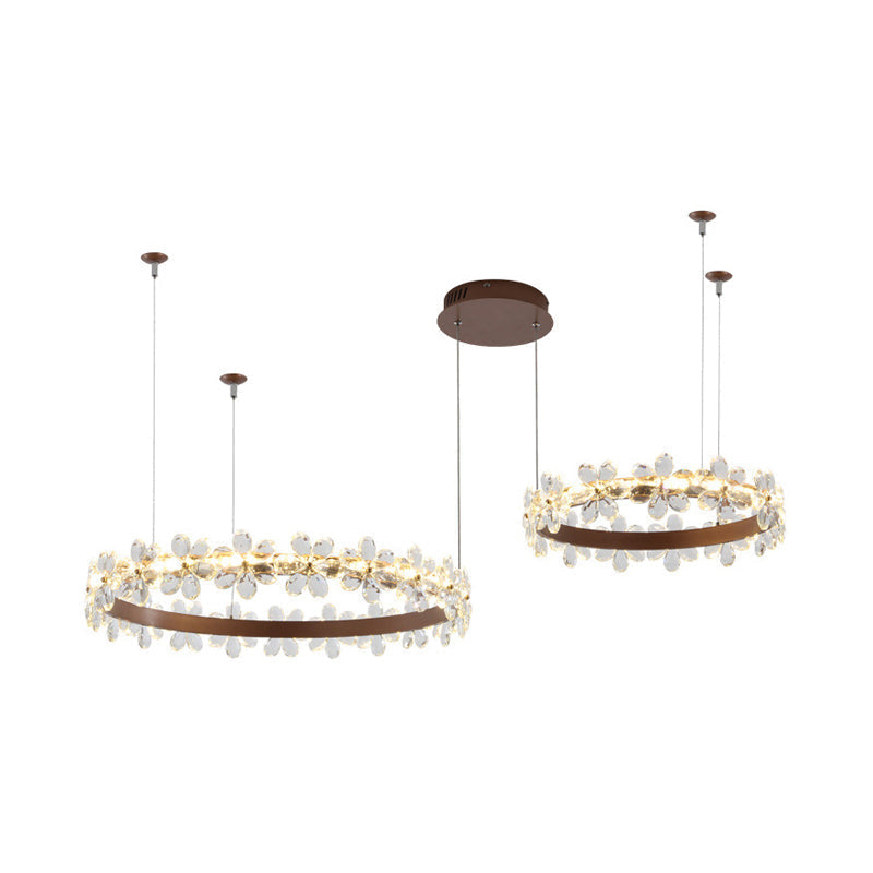 Contemporary Crystal Chandelier Light - Garland Shape 2/3 Lights Led Pendant Lamp In White/Warm