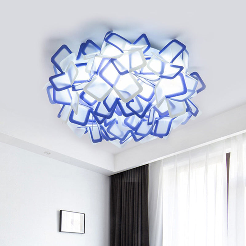 Contemporary LED Blossoming Flower Acrylic Flush Mount Ceiling Light Fixture in White/Black/Blue