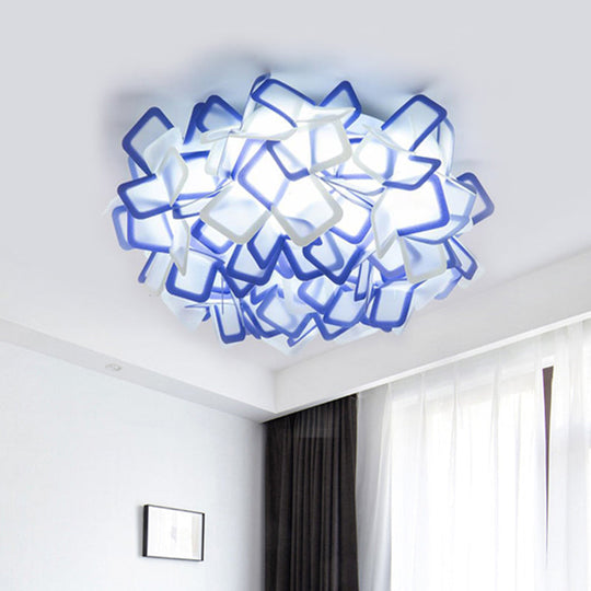 Contemporary LED Blossoming Flower Acrylic Flush Mount Ceiling Light Fixture in White/Black/Blue