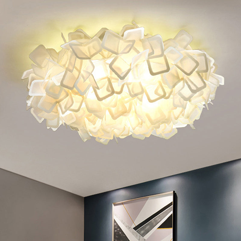 Contemporary Led Blossoming Flower Acrylic Flush Mount Ceiling Light Fixture In White/Black/Blue