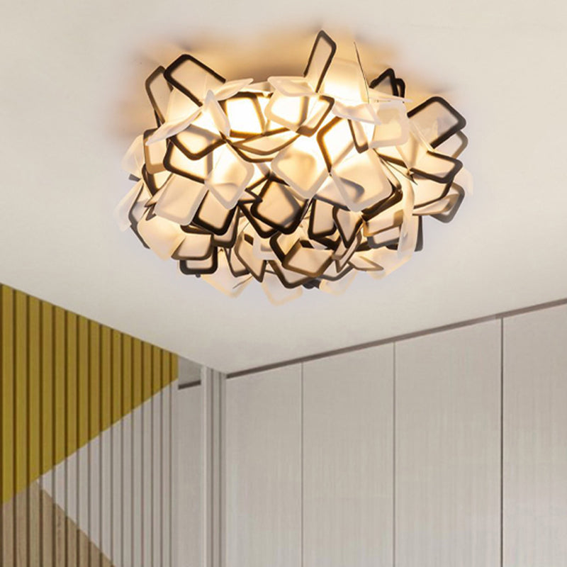 Contemporary LED Blossoming Flower Acrylic Flush Mount Ceiling Light Fixture in White/Black/Blue