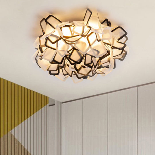 Contemporary LED Blossoming Flower Acrylic Flush Mount Ceiling Light Fixture in White/Black/Blue