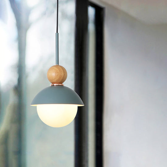Sunny Doll Hanging Light Macaron Metallic Suspension Lamp - 1 Bulb in Pink/Light Blue for Dining Room