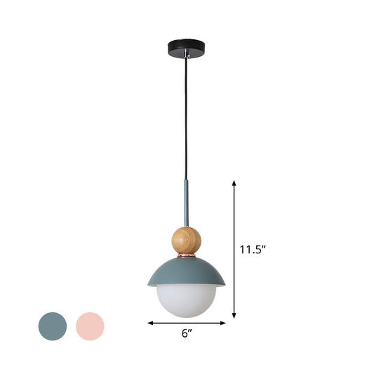 Sunny Doll Hanging Light Macaron Metallic Suspension Lamp - 1 Bulb in Pink/Light Blue for Dining Room