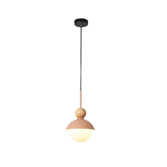 Sunny Doll Shape Hanging Light: Macaron Metallic Suspension Lamp (1 Bulb) In Pink/Light Blue For