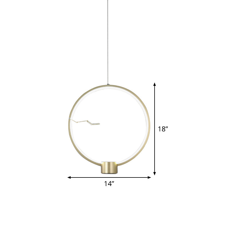 Minimalist Gold LED Ceiling Pendant Light with White/Warm Lighting - Ring Metal Fixture
