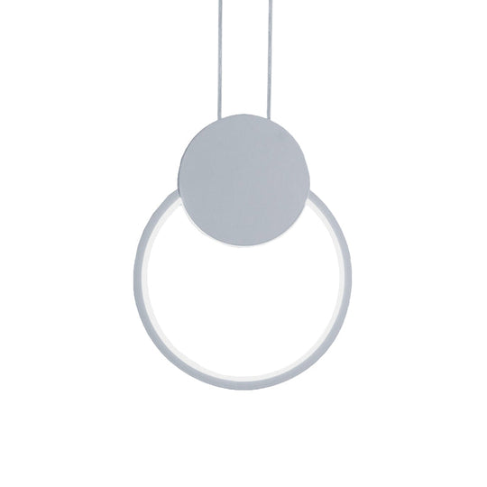 Modern Round LED Suspension Light in White/Black - Perfect Bedside Lamp with White/Warm Light