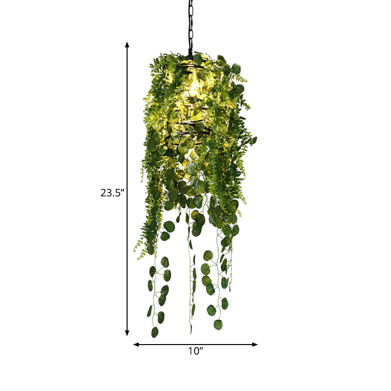 Industrial Metal 1-Head Black Cage Pendant Lighting: Led Hanging Ceiling Light Fixture For