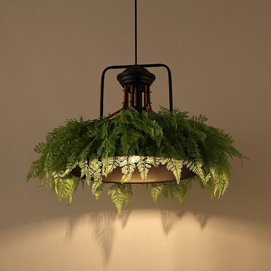Antique Barn Metal Plant Suspension Pendant - 18/21.5 Black Led Ceiling Light For Restaurants
